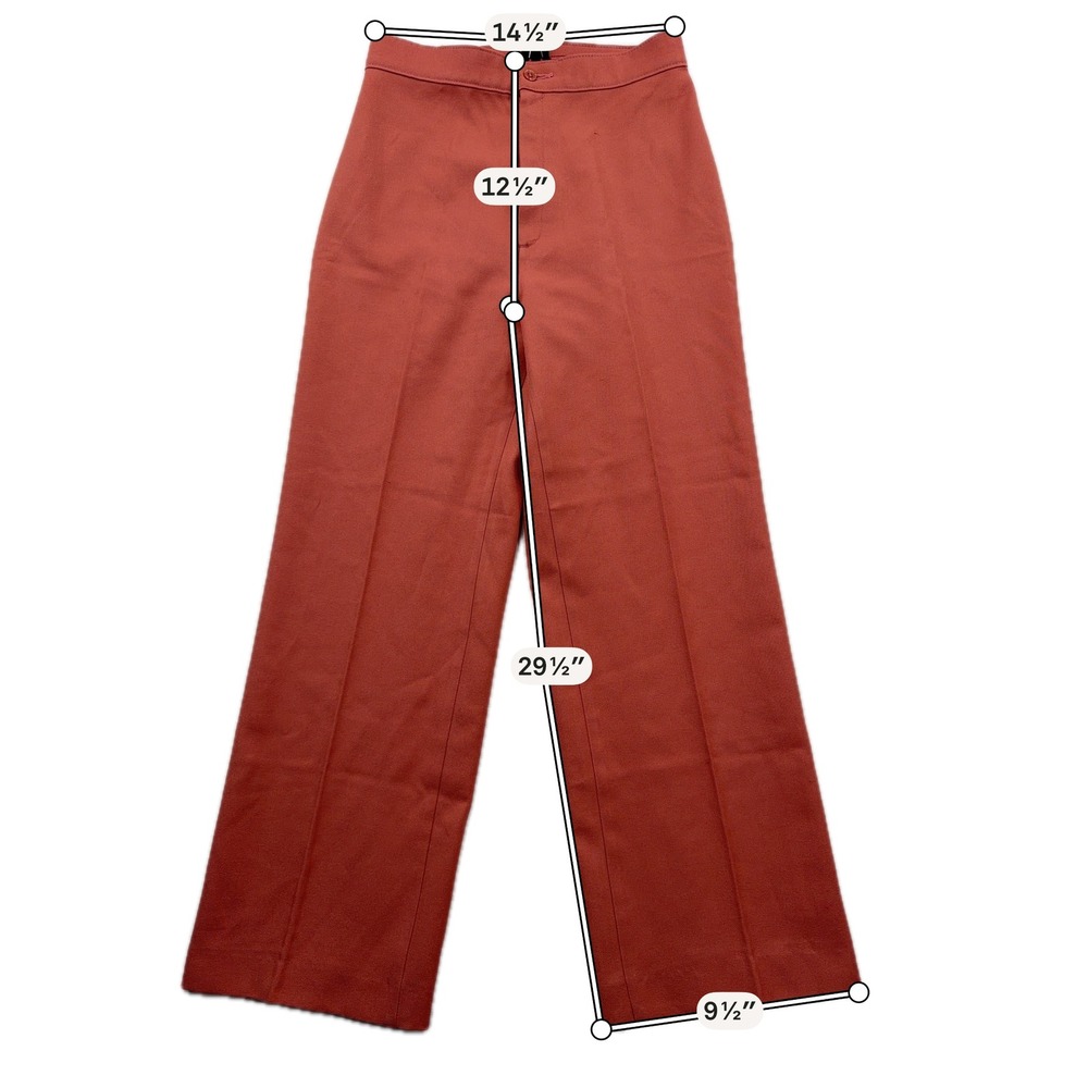Levi's Pants Vintage 70's High Waist Wide Leg Trouser 29x29.5 Rust Orange Womens